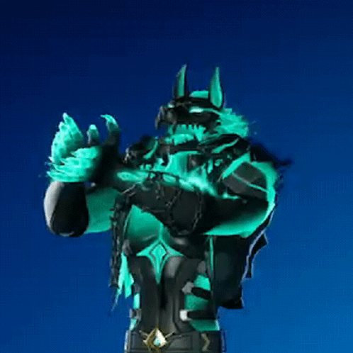 Video Game Character With Glowing Green Arms And Blue Sky GIF