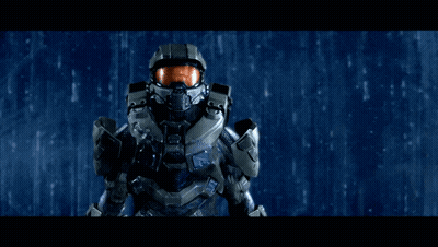 Video Game Character With Halo Helmet GIF