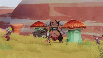 Video Game Character With Hammer In Mushroom Field GIF