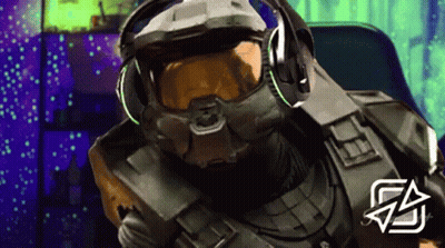 Video Game Character with Headphones and Halo Logo