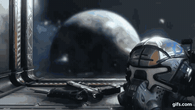 Video Game Character With Helmet And Gun GIF