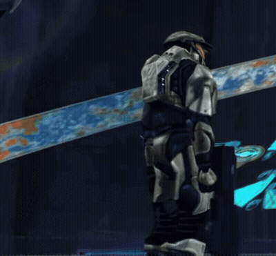Video Game Character With Helmet Saying Chief GIF