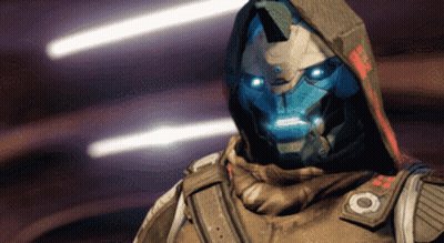Video Game Character With Hood And Blue Helmet GIF