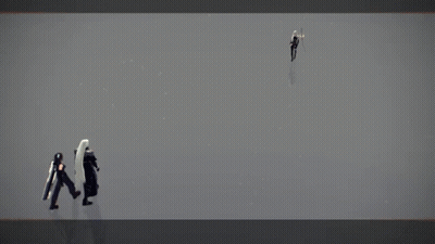 Video Game Character With Long White Hair Standing Next To Character GIF