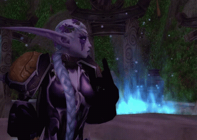 Video Game Character With Purple Hair And Purple Face GIF