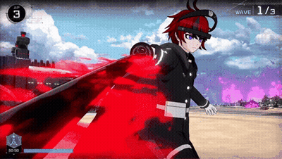 Video Game Character With Red Sword And Wave 1/3 GIF