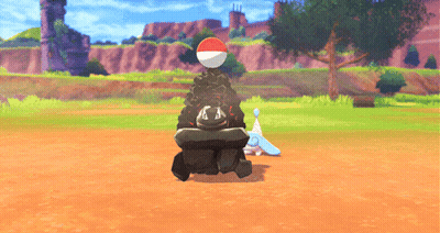 Video Game Character With Red White And Black Ball GIF