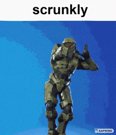 Video Game Character With Scrunkly Above Him GIF