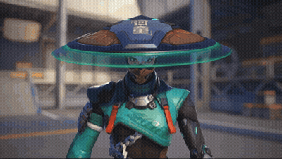 Video Game Character With Shield With Chinese Characters On Head GIF