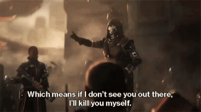 Video Game Characters Talking One Holding Gun GIF