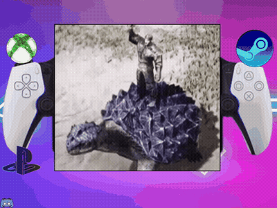 Video Game Controller With Man Standing On Turtle GIF