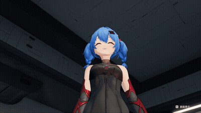 Video Game Girl With Blue Hair And Braids GIF