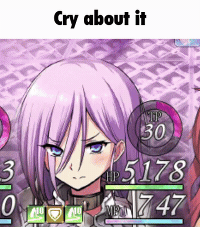 Video Game Girl With Purple Hair And Blue Eyes GIF