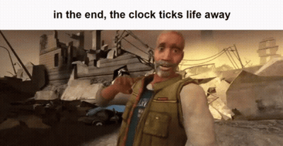 Video Game Man In The End Clock Tick's Life Away GIF