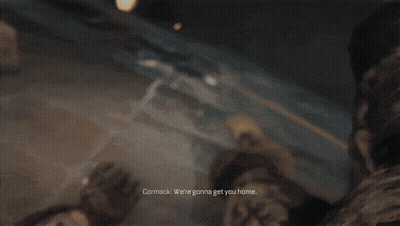 Video Game Man Laying on Ground Saying Cormack We're Gonna Get You Home