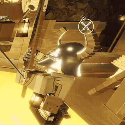 Video Game Person With Sword Hanging From Head GIF
