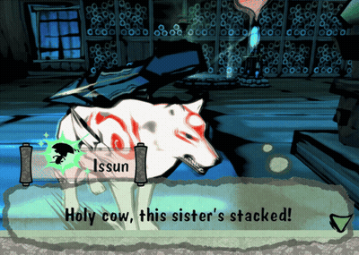 Video Game Saying Holy Cow This Sister's Stacked In Front Of Wolf GIF