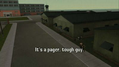 Video Game Scene Saying It's A Pager Tough Guy GIF