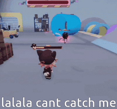 Video Game Scene Saying Lalala Cant Catch Me GIF