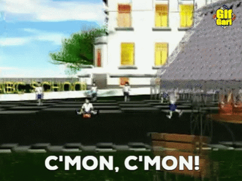 Video Game Scene With C Mon C Mon GIF