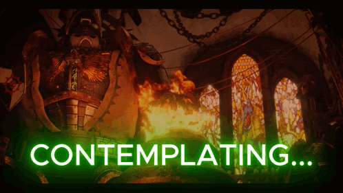 Video Game Scene With Contemplating Text GIF