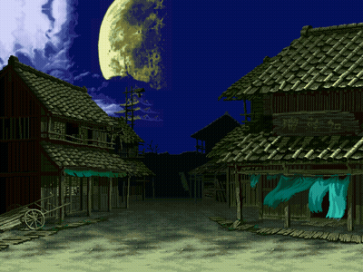 Video Game Scene With Full Moon And A Sign GIF