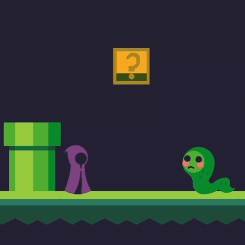 Video Game Scene With Green Worm And Broken Box GIF