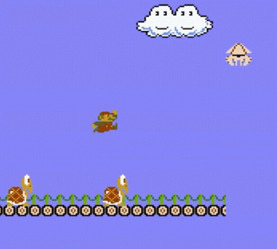 Video Game Scene With Squid And Clouds GIF