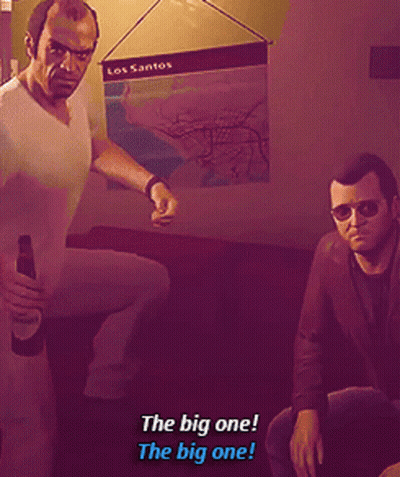 Video Game Scene With Two Men Saying The Big One GIF