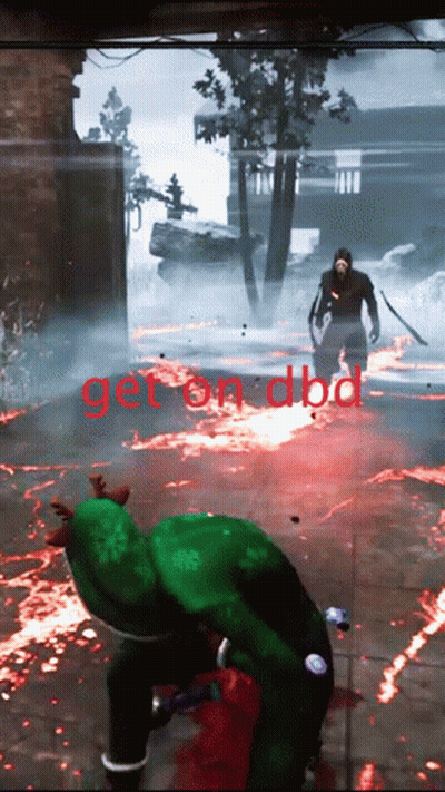 Video Game Screen Saying Get On DBD In Red GIF