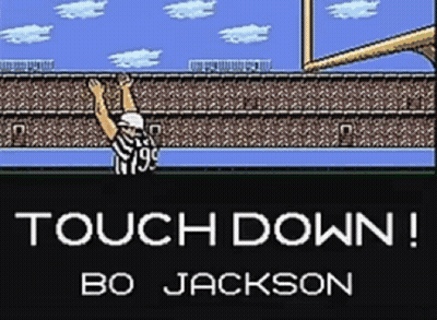 Video Game Screen Saying Touch Down Bo Jackson GIF