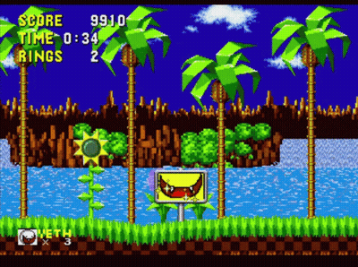 Video Game Screen Score 9910 Time 0:34 GIF