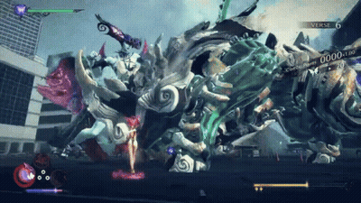 Video Game Screen With Monster And Verse GIF