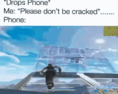 Video Game Screenshot Drops Phone Please Don't Be Cracked GIF