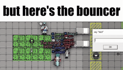 Video Game Screenshot Saying But Here's The Bouncer GIF