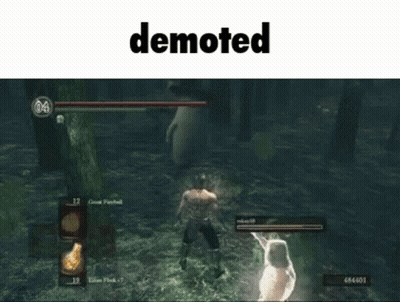 Video Game Screenshot Saying Demoted GIF