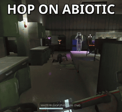 Video Game Screenshot Saying Hop On Abiotic GIF