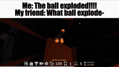 Video Game Screenshot Saying Me The Ball Exploded