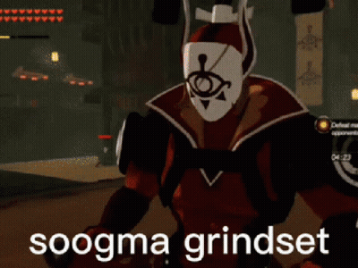Video Game Screenshot Saying Soogma Grindset GIF