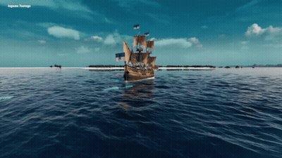 Video Game Ship In Ocean Saying Lagune Footage GIF