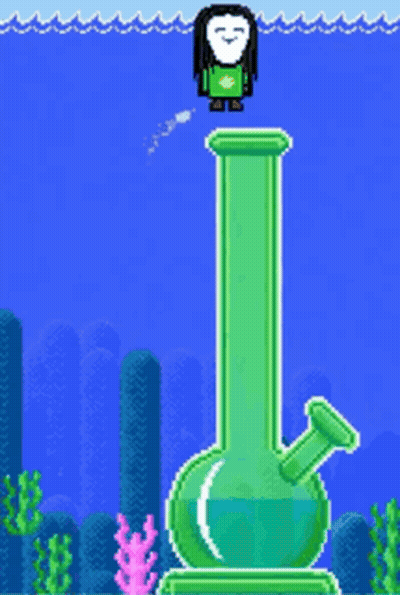 Video Game With Bong And Sign Saying Level Clear Bonus 2000 J X 03 GIF