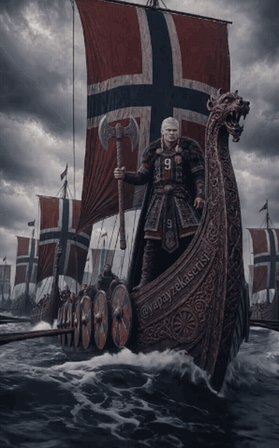 Viking Holding Axe With Number 9
