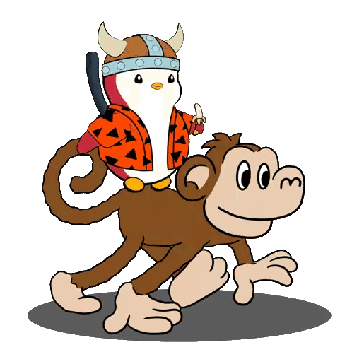 Viking Penguin Riding Monkey Sticker
