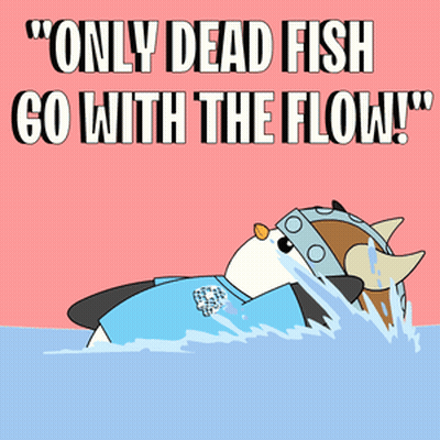 Viking Saying Only Dead Fish Go With The Flow GIF