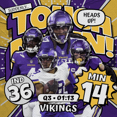 Vikings Football Team Advertisement Purple Yellow Background GIF