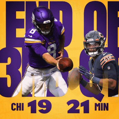 Vikings Player Holding Football Next To Bears Player Holding Ball GIF