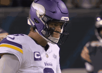 Vikings Player Purple Helmet White Jersey GIF