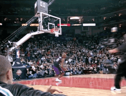 Vince Carter Dunk Featuring Teammates Cheers GIF