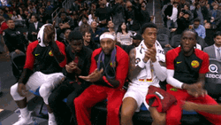 Vince Carter Sitting With Teammates GIF