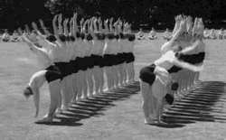 Vintage Bend Over Female Exercise GIF